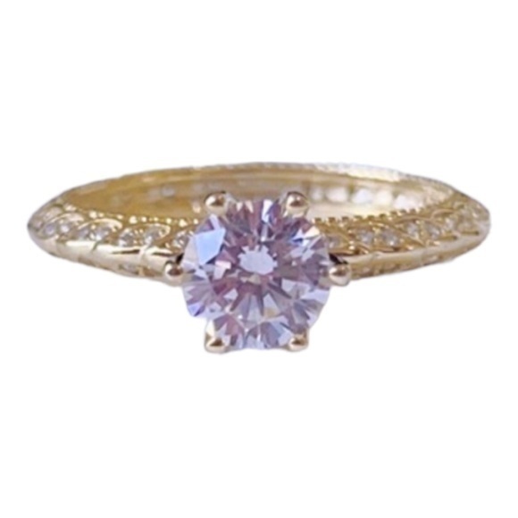 18K Gold Vermeil engagement hollow outangel wings rings